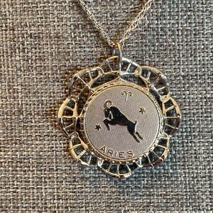 Vtg ARIES Silver Necklace